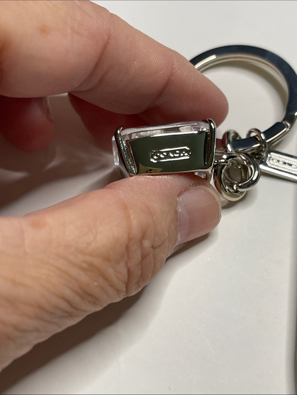 Coach Crystal Square Charm Keychain - Silver Hardware and Coach Pen - Picture 2 of 7